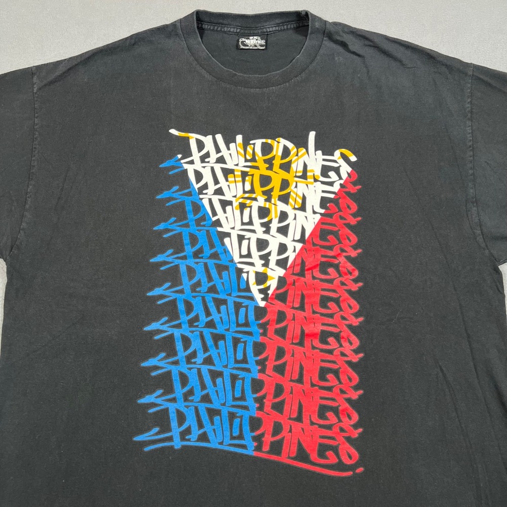 Philippines Flag Graffiti‎ T Shirt Mens 2XL Black Cultured Roots Graphic Tee Y2K